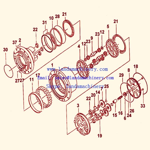 DH80 Daewoo excavator travel gearbox gear planetary