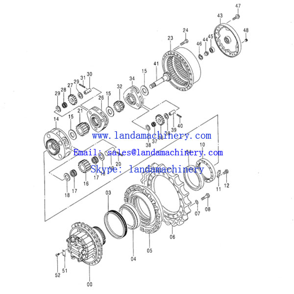 Doosan Solar 170LC-V Excavator Travel Motor Reduction Final Drive Planetary Gear