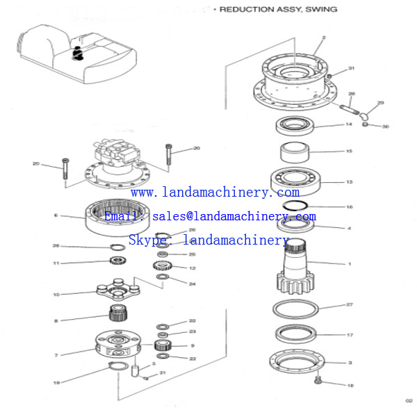 CAT E200B 320B excavator swing planetary gearbox gear