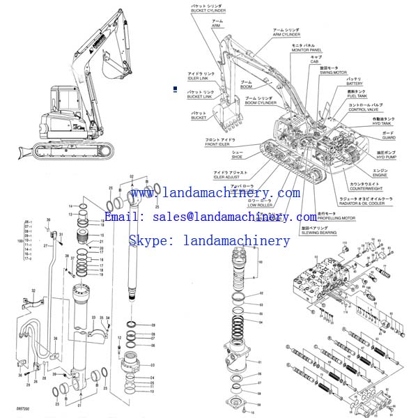 HD800-7 Kato Excavator Hydraulic Cyl Seal kit Repair service Boom Arm Bucket Cylinder parts