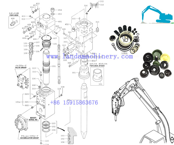 Furukawa F22 Hammer Hydraulic Breaker Parts