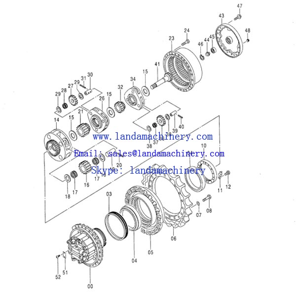 Kato HD820 Excavator Parts Travel Motor Reduction Gearbox Final Drive