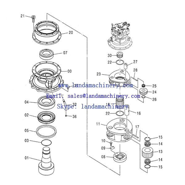 Hitachi ZX360LC-3 Excavator Swing Motor Reduction Gearbox Gear Drive Shaft