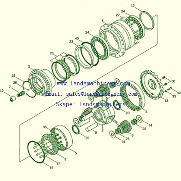 Hyundai R220-5 excavator final drivel travel reduction gear