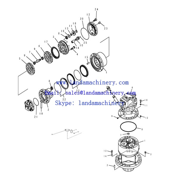 20Y-26-00232 Komatsu PC210LC-8 excavator swing reduction gearbox