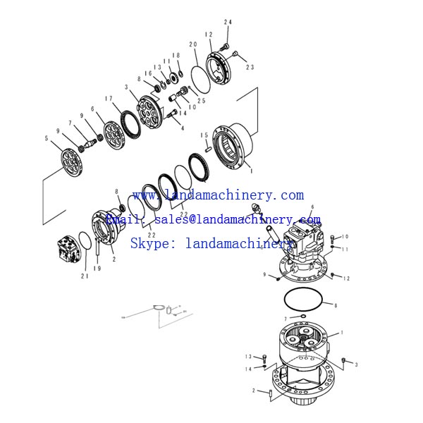 Komatsu PC50 Excavator Swing Drive Shaft for Reduction Gearbox 22M-26-22130 20T-26-41230 20T-26-31230